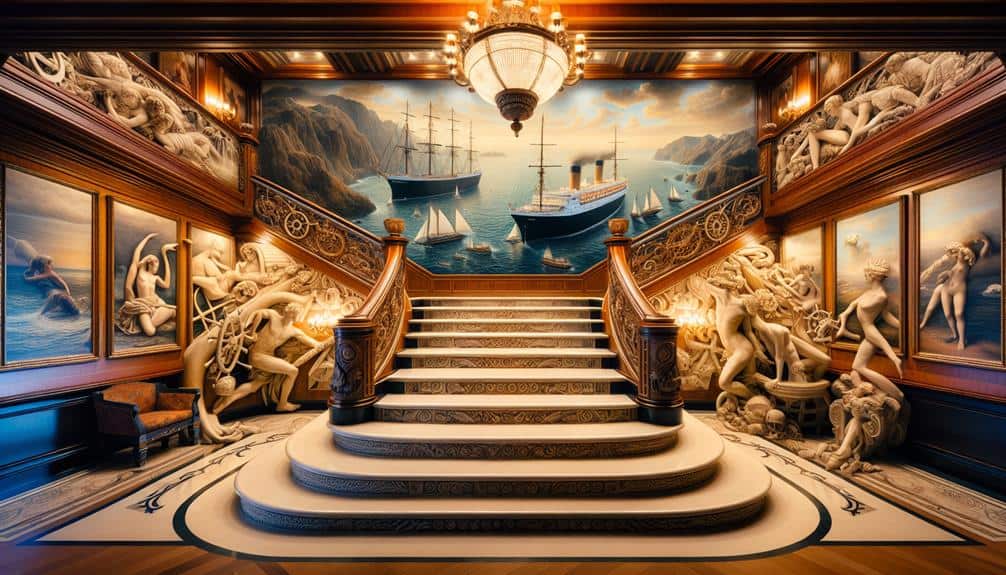 maritime themed artwork on ships